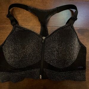 Victoria Secret’s PINK zip up shimmer black bra medium